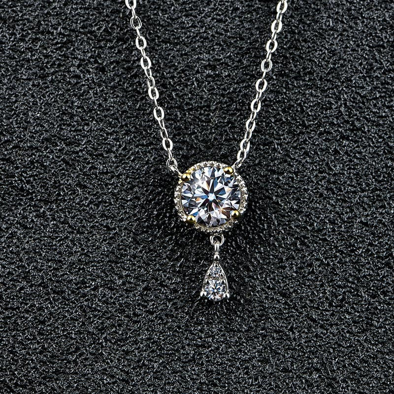 ReadYourHeart Moissanite Luxury Two Tone Halo Sterling Silver Necklace - Image 4