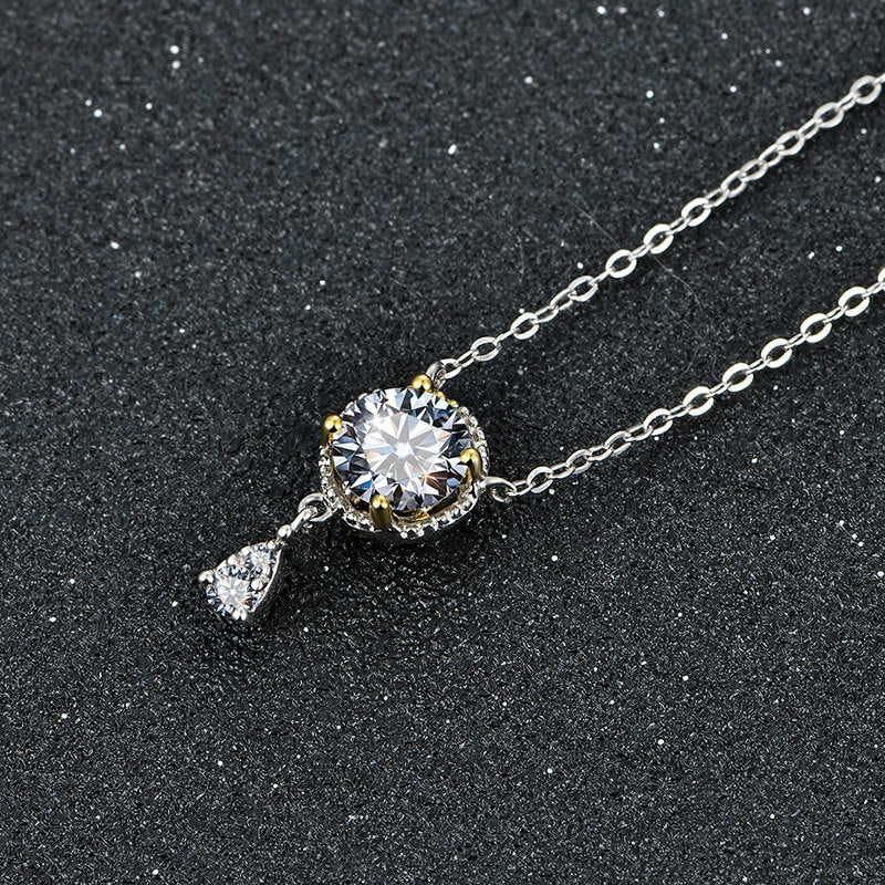 ReadYourHeart Moissanite Luxury Two Tone Halo Sterling Silver Necklace - Image 5