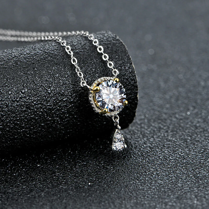 ReadYourHeart Moissanite Luxury Two Tone Halo Sterling Silver Necklace - Image 6