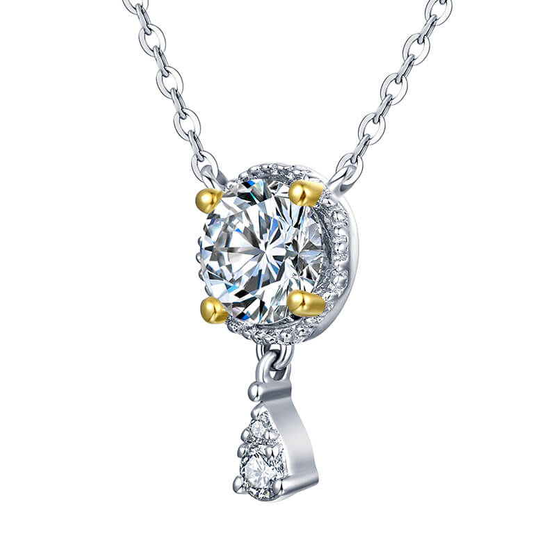 ReadYourHeart Moissanite Luxury Two Tone Halo Sterling Silver Necklace - Image 7