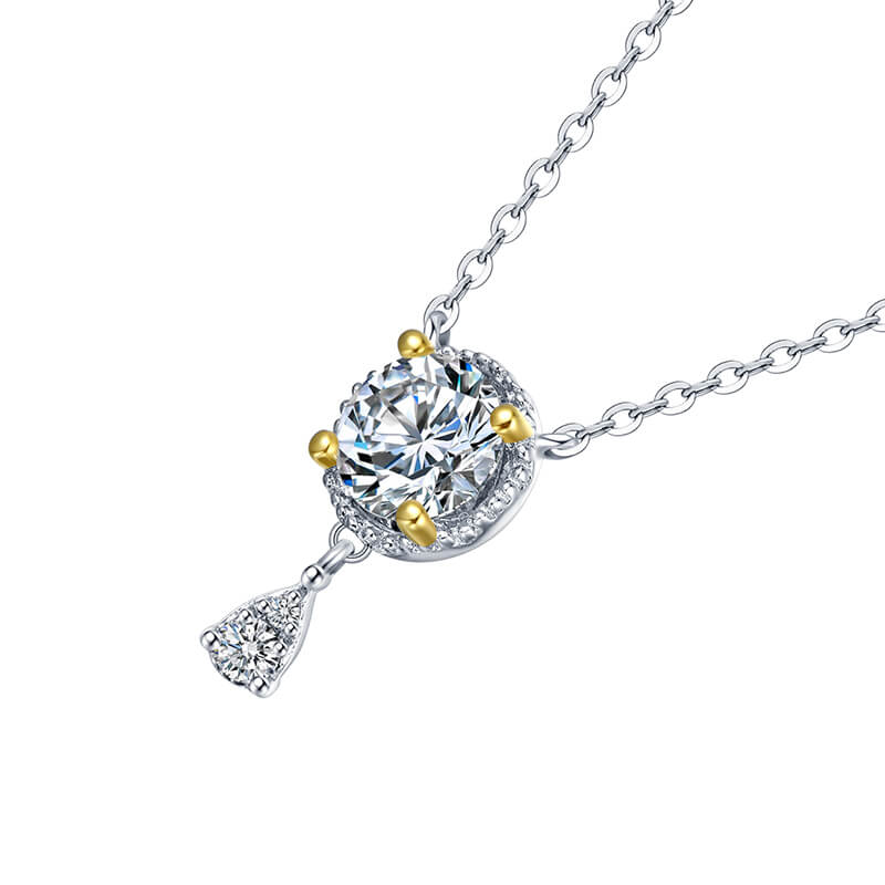 ReadYourHeart Moissanite Luxury Two Tone Halo Sterling Silver Necklace - Image 8