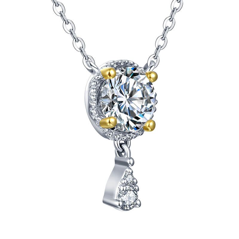 ReadYourHeart Moissanite Luxury Two Tone Halo Sterling Silver Necklace - Image 9