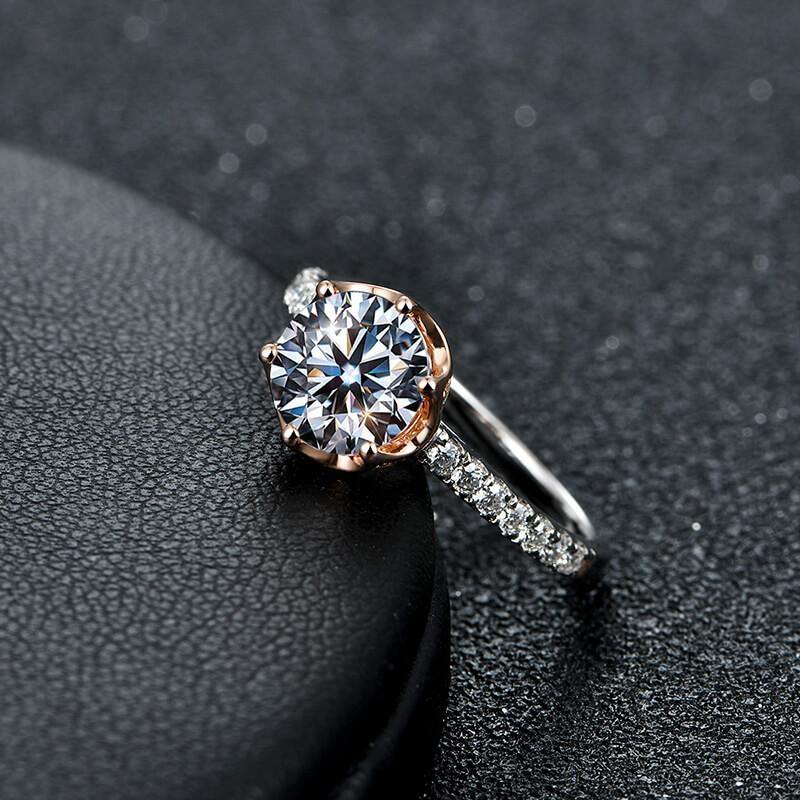 Moissanite Luxury Two Tone Torch Pave Sterling Silver Ring - Image 5