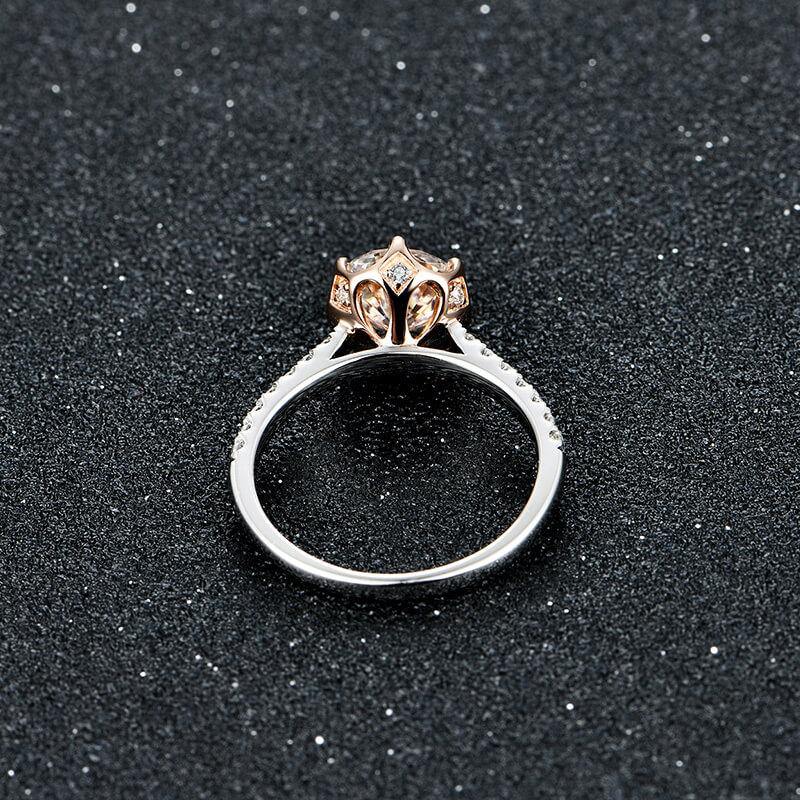 Moissanite Luxury Two Tone Torch Pave Sterling Silver Ring - Image 6