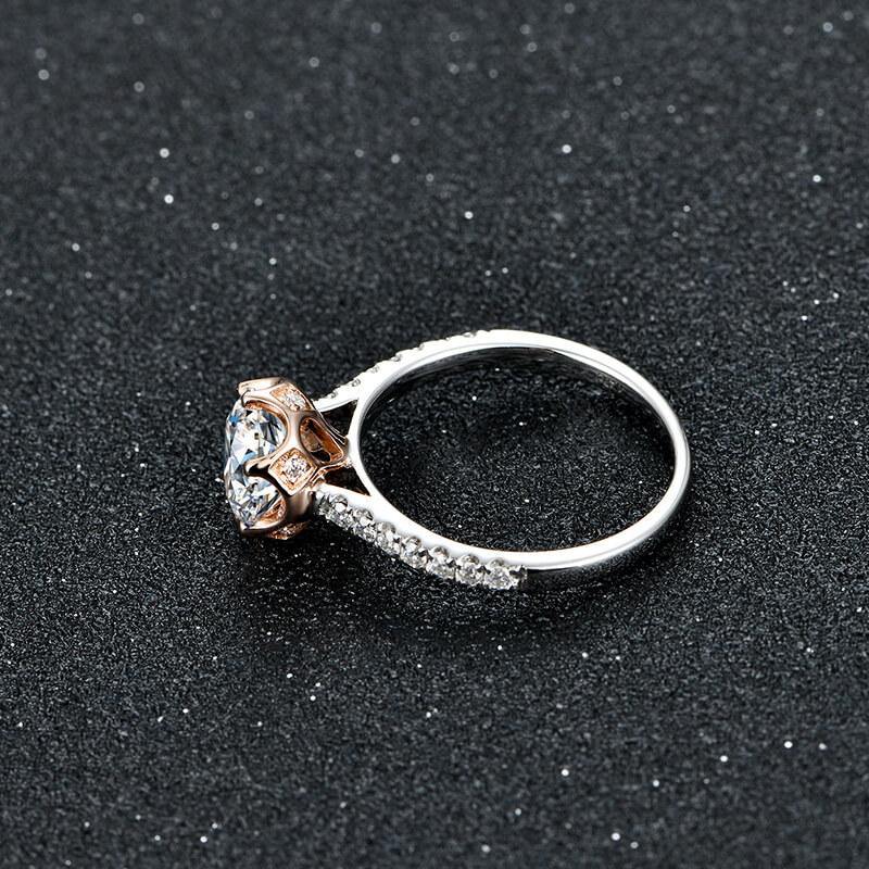 Moissanite Luxury Two Tone Torch Pave Sterling Silver Ring - Image 7