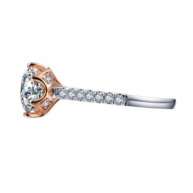 Moissanite Luxury Two Tone Torch Pave Sterling Silver Ring - Image 9