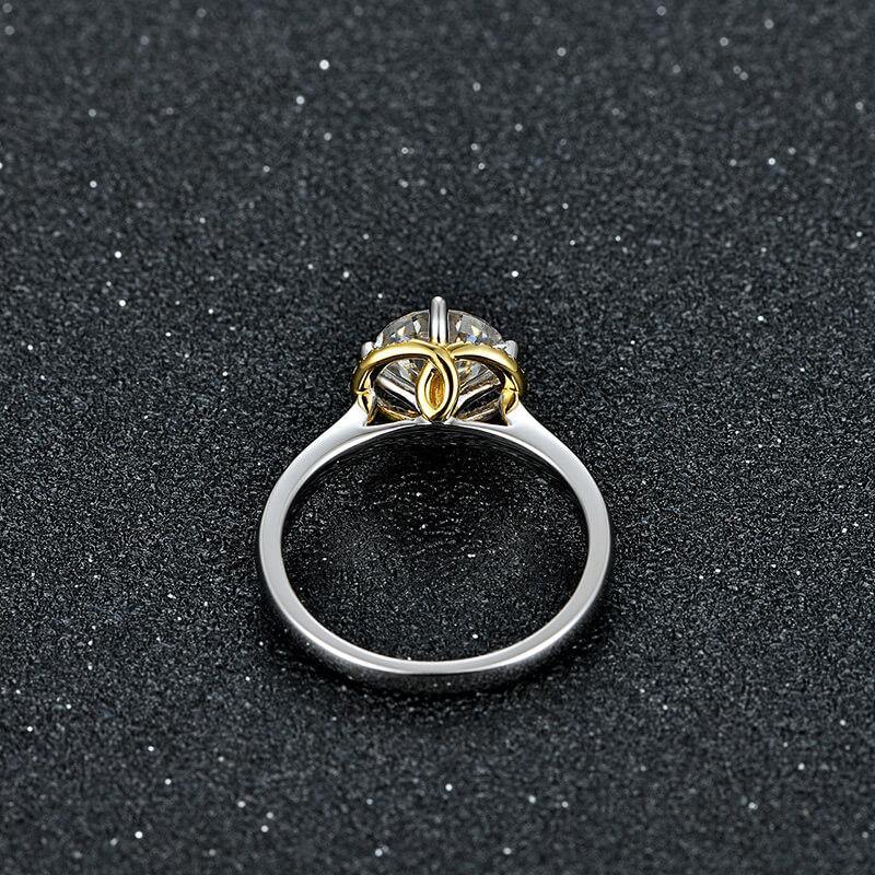 Moissanite Luxury Two Tone Halo Sterling Silver Ring - Image 4