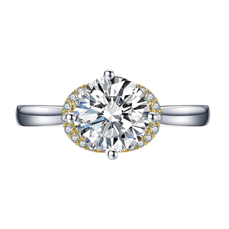 Moissanite Luxury Two Tone Halo Sterling Silver Ring - Image 8