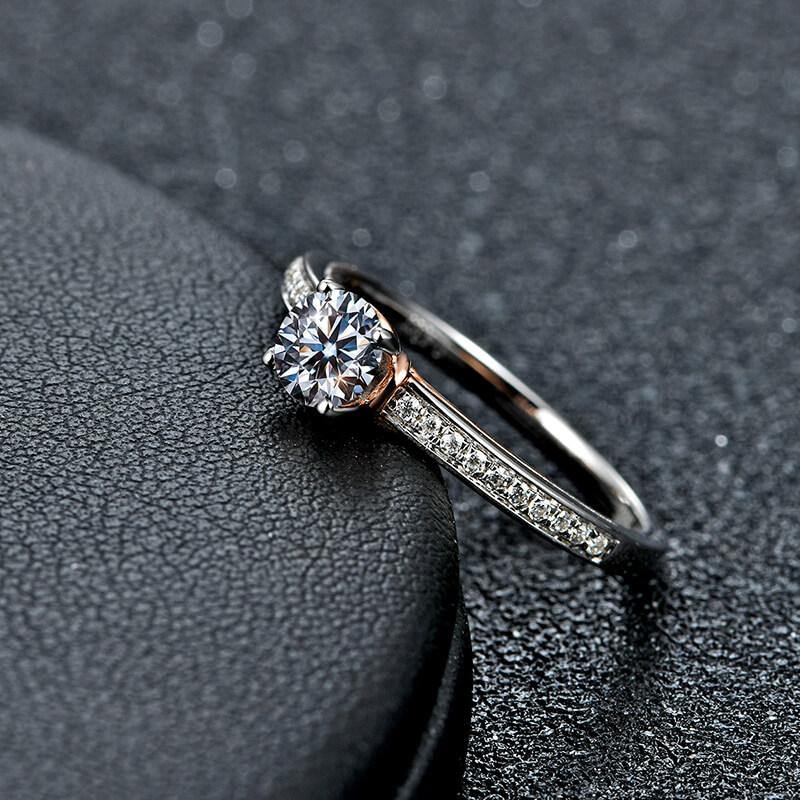 Moissanite Luxury Two Tone Pave Sterling Silver Ring - Image 3