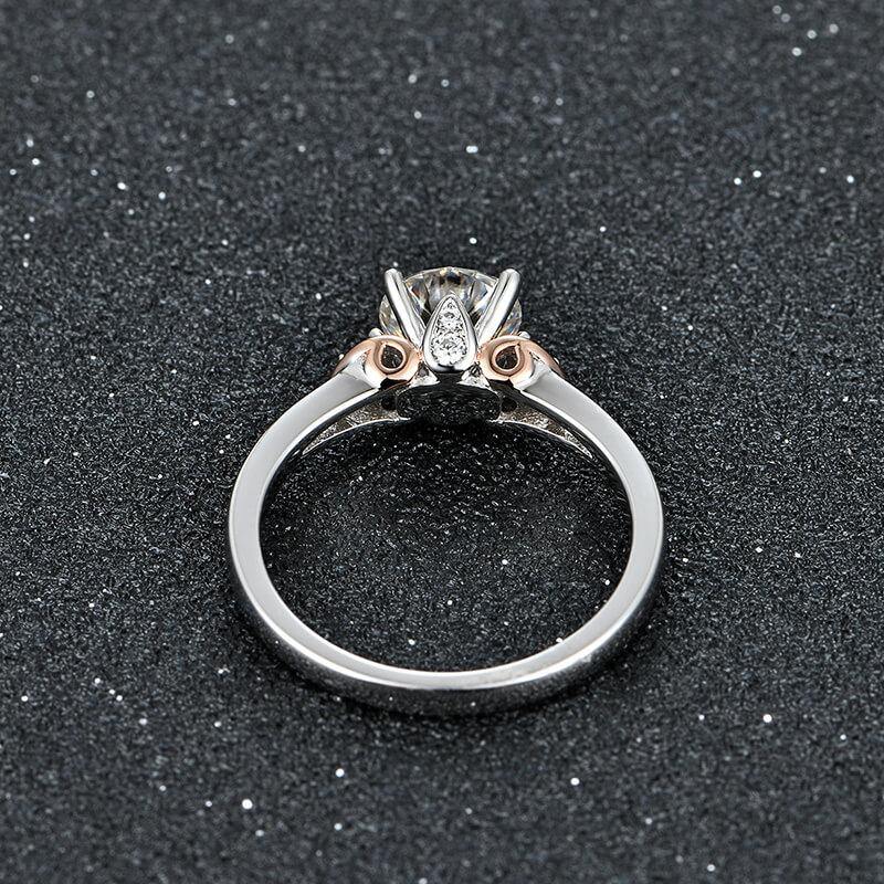 Three Stone Moissanite Two Tone Sterling Silver Ring - Image 4
