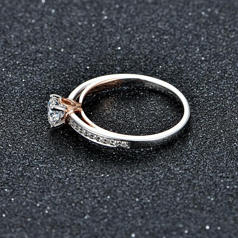 Moissanite Luxury Two Tone Pave Sterling Silver Ring - Image 5