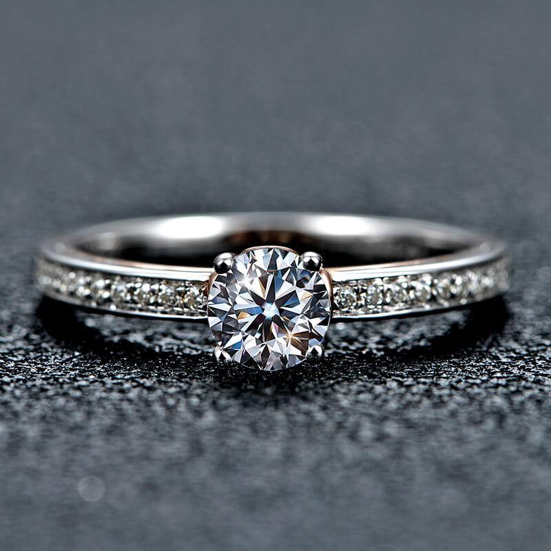 Moissanite Luxury Two Tone Pave Sterling Silver Ring - Image 6