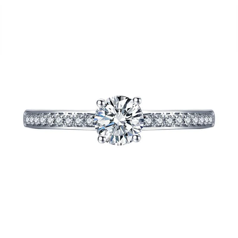 Moissanite Luxury Two Tone Pave Sterling Silver Ring - Image 8