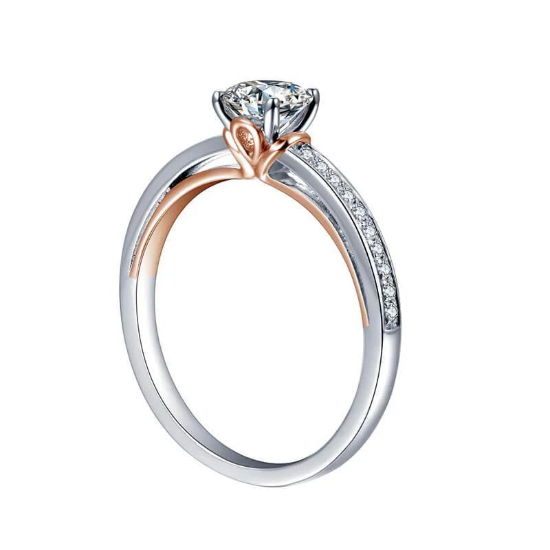 Moissanite Luxury Two Tone Pave Sterling Silver Ring - Image 9