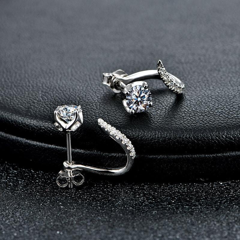 Moissanite Series Luxury Sterling Silver Stud Earrings - Image 4