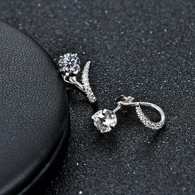 Moissanite Series Luxury Sterling Silver Stud Earrings - Image 5