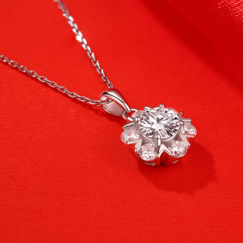 Moissanite Series Romantic Snowflake Sterling Silver Necklace - Image 4