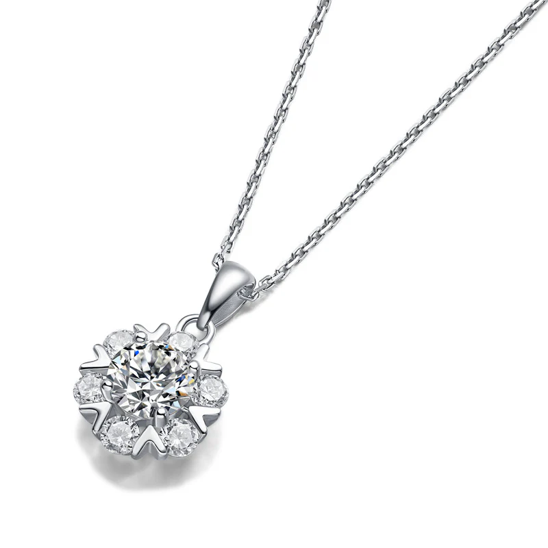 Moissanite Series Romantic Snowflake Sterling Silver Necklace - Image 5