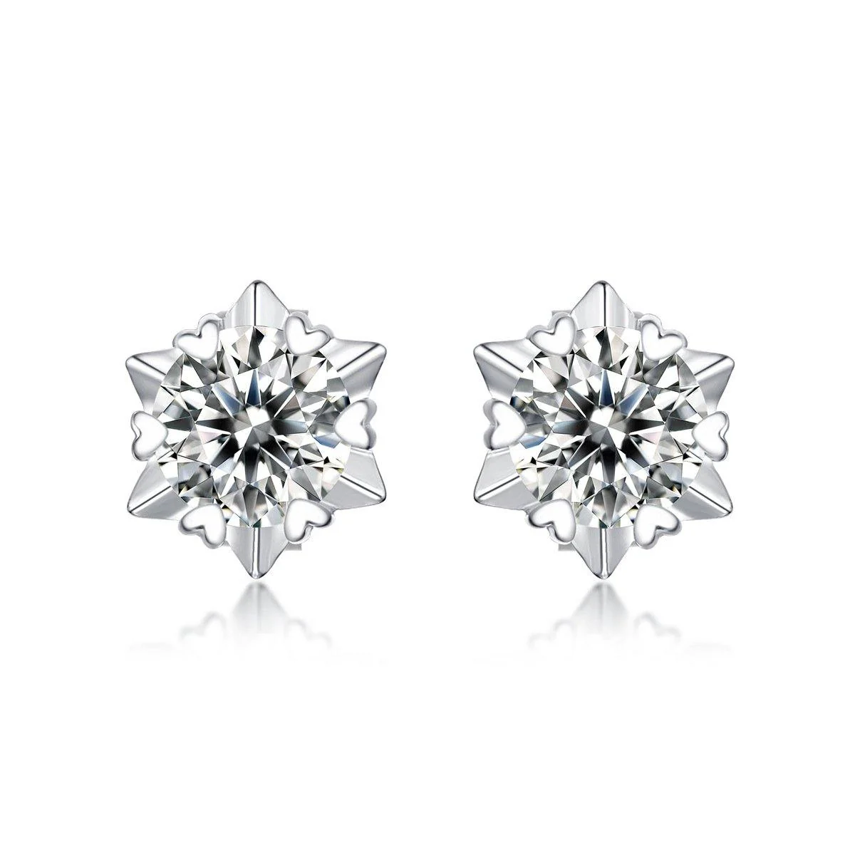 Moissanite Series Romantic Snowflake Sterling Silver Stud Earrings - Image 5