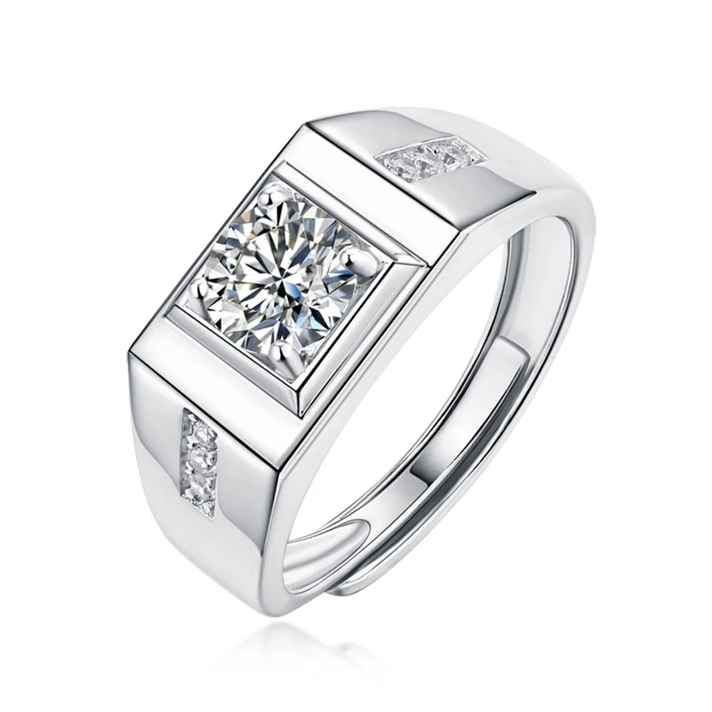 Moissanite Series Sterling Silver Ring For Men ONE SIZE Adjustable - Image 5