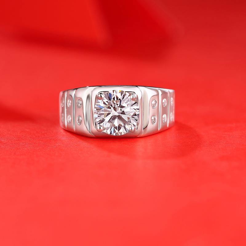 Moissanite Series Sterling Silver Ring For Men ONE SIZE Adjustable - Image 4
