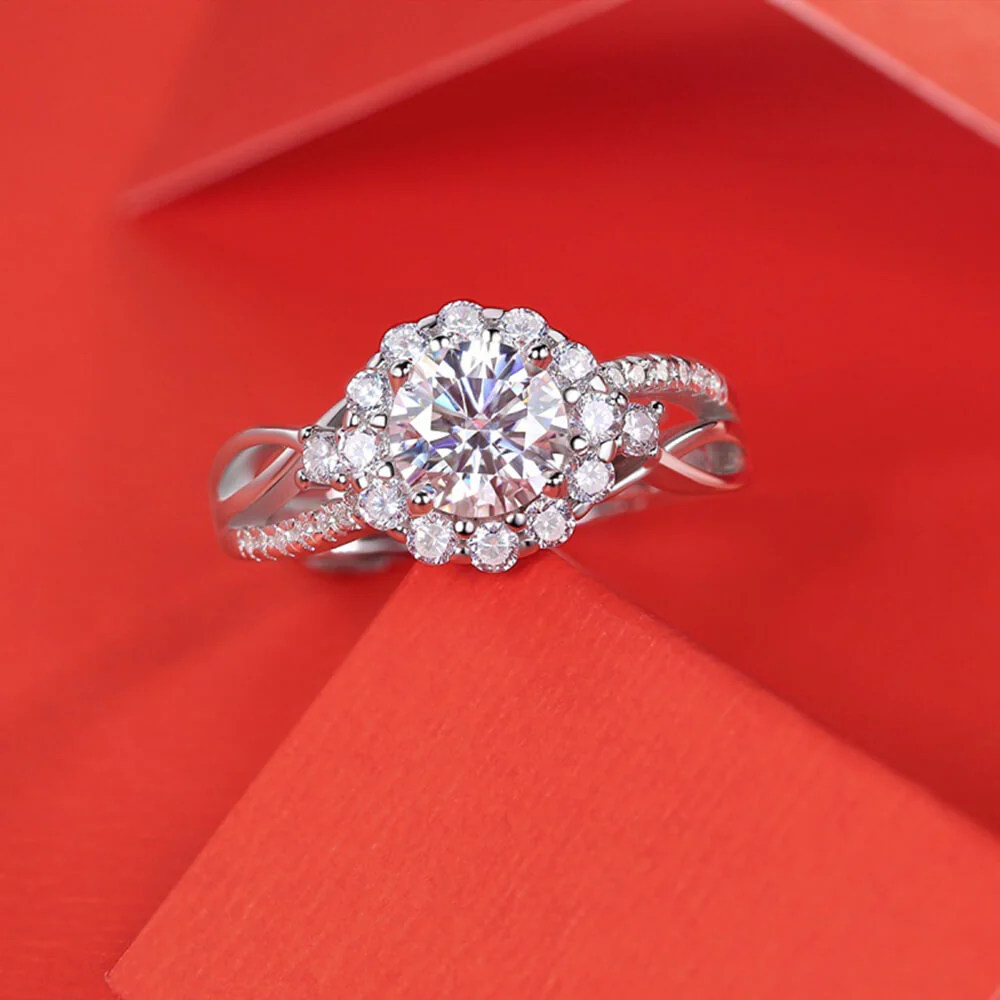 Moissanite Series Sterling Silver Ring For Women ONE SIZE Adjustable - Image 4