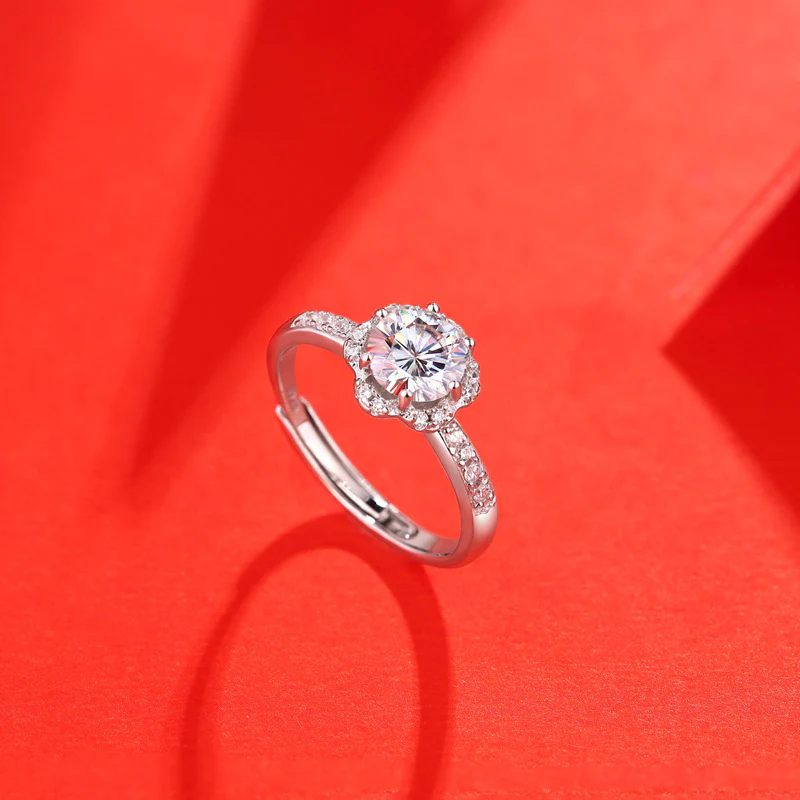 Moissanite Series Sterling Silver Ring For Women ONE SIZE Adjustable - Image 3