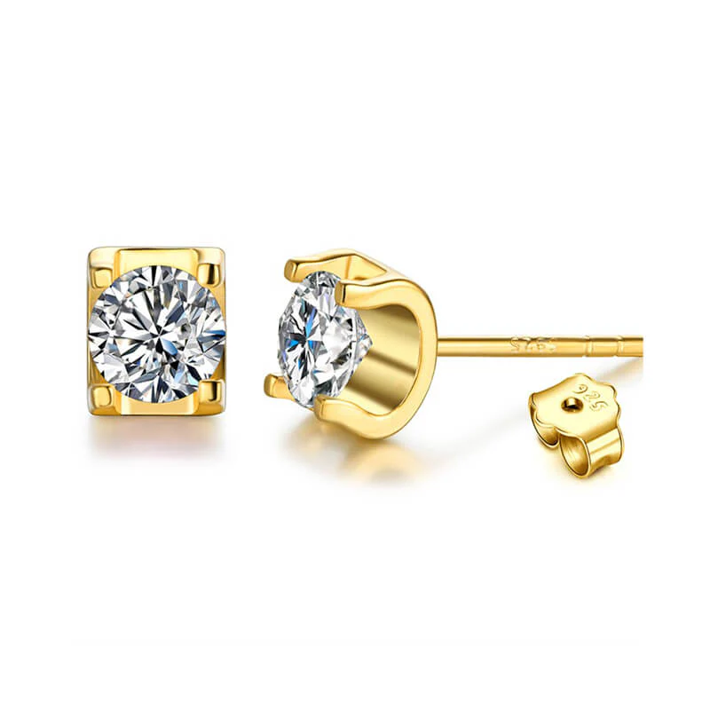 Moissanite Series Sweet Cube Sugar Sterling Silver Stud Earrings - Image 11