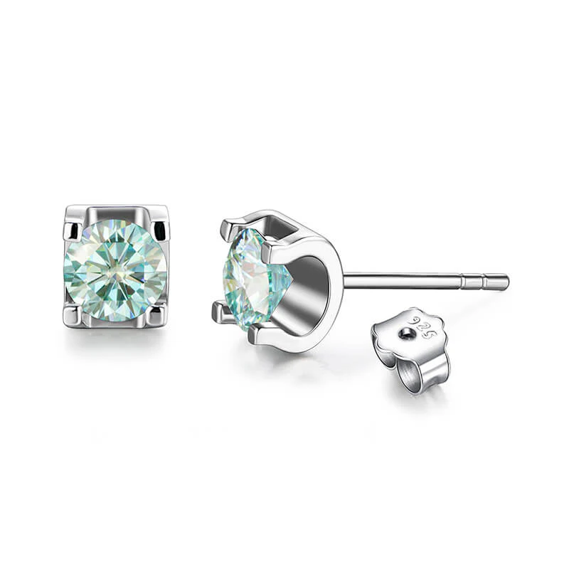 Moissanite Series Sweet Cube Sugar Sterling Silver Stud Earrings - Image 12