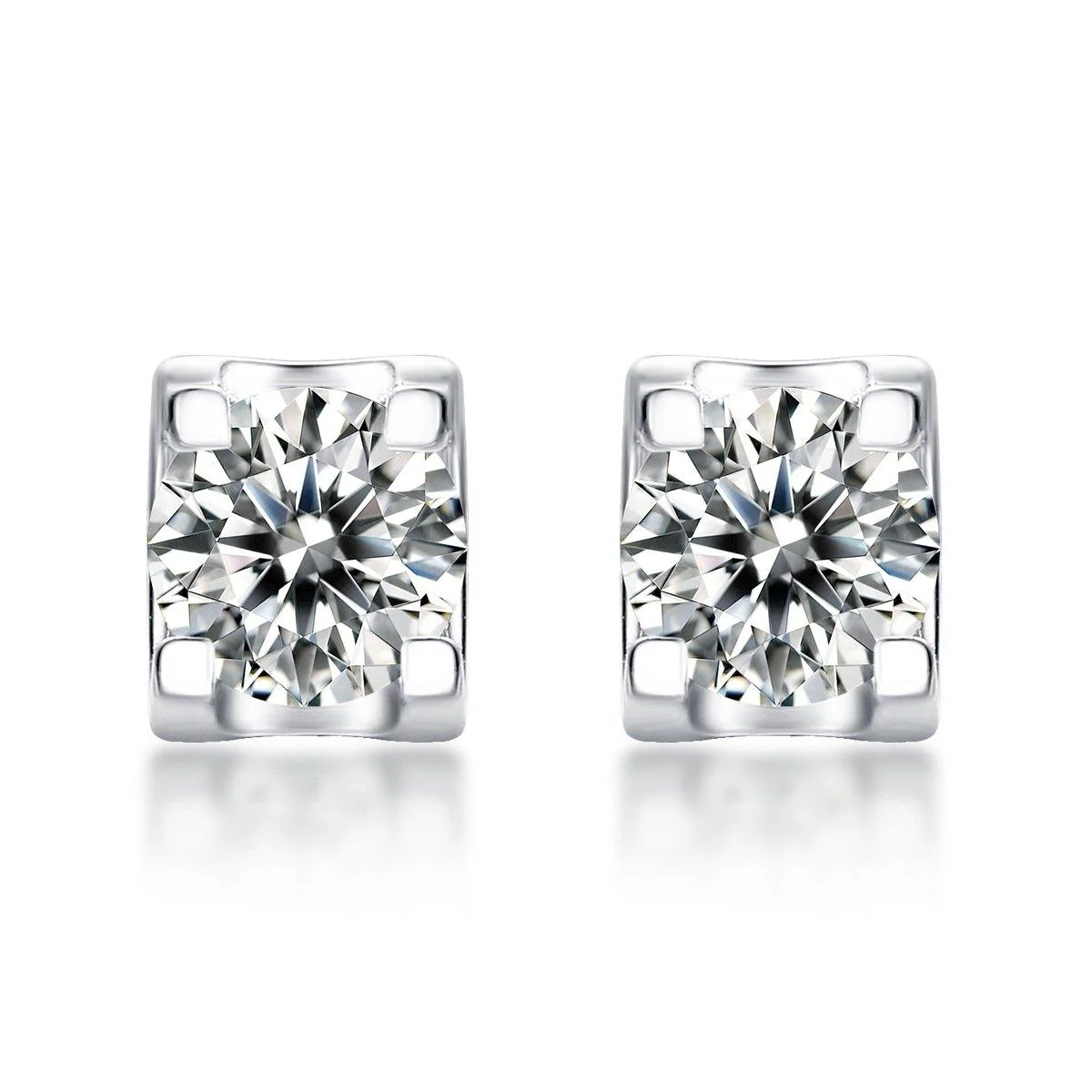 Moissanite Series Sweet Cube Sugar Sterling Silver Stud Earrings - Image 5