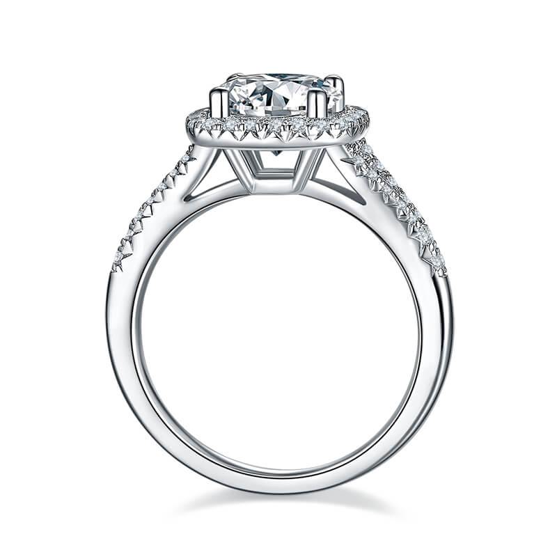 Moissanite Split Shank Square Halo Pave Engagement Ring - Image 7
