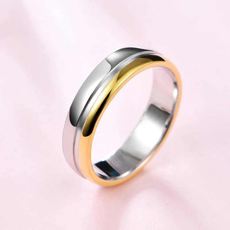 Moissanite Two Tone Eternity Sterling Silver Wedding Band Ring - Image 5