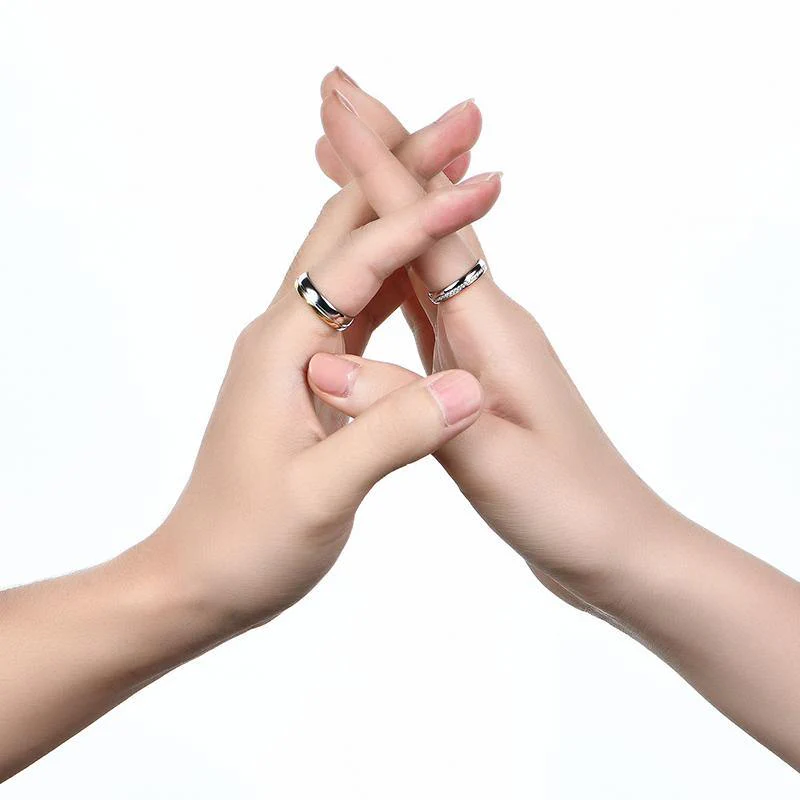 Moissanite Two Tone Eternity Sterling Silver Wedding Band Ring - Image 8