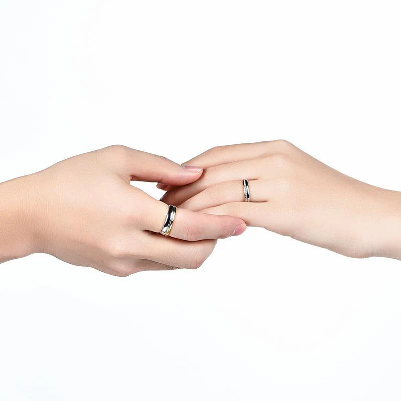 Moissanite Two Tone Eternity Sterling Silver Wedding Band Ring - Image 9