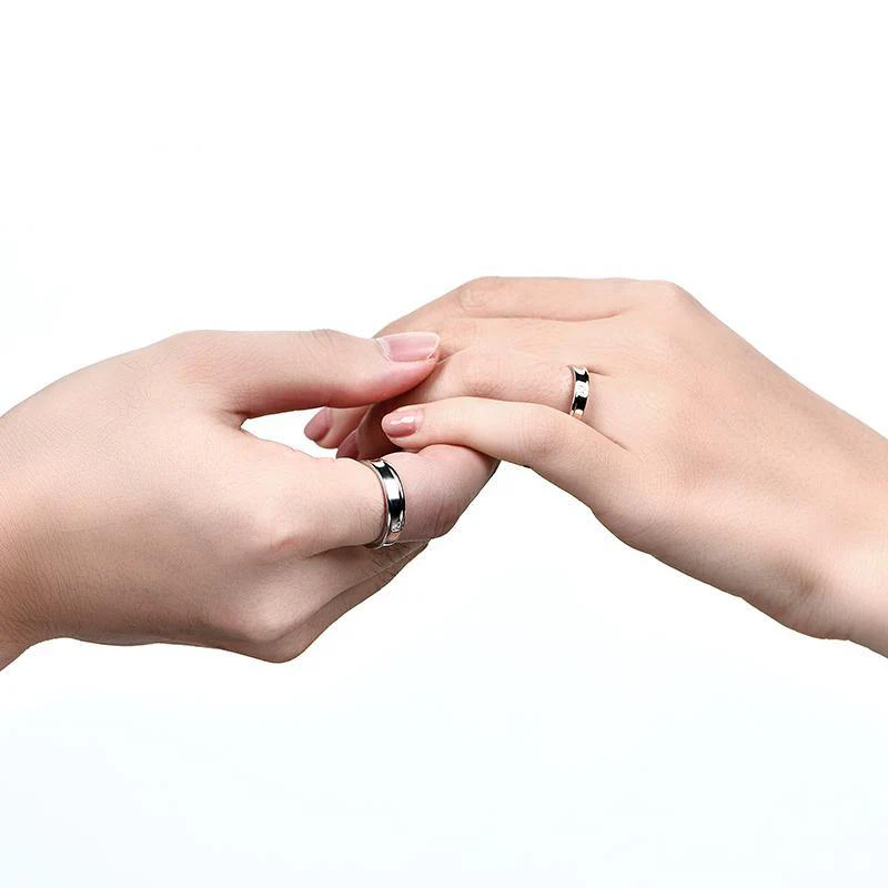 Moissanite Two Tone Eternity Sterling Silver Wedding Band Ring - Image 8