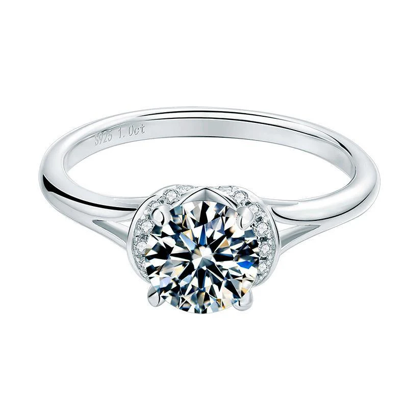 Round Moissanite Beloved Sterling Silver Wedding Ring - Image 5