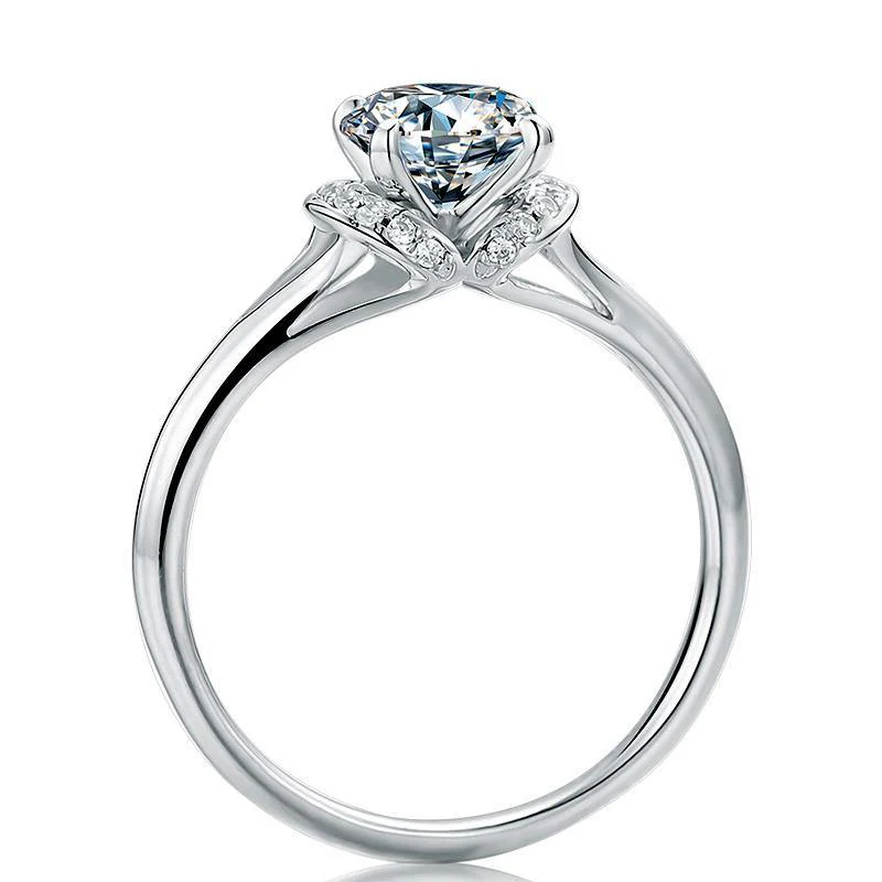 Round Moissanite Beloved Sterling Silver Wedding Ring - Image 6