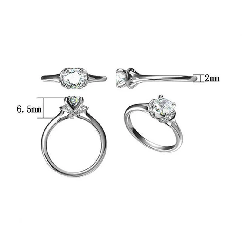 Round Moissanite Beloved Sterling Silver Wedding Ring - Image 7