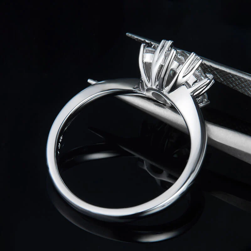 Round Moissanite Starflower Side Stone Engagement Ring - Image 5