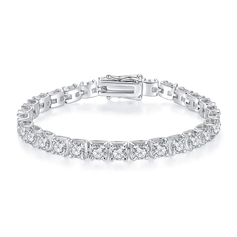 Round Moissanite Sterling Silver Bracelet - Image 3