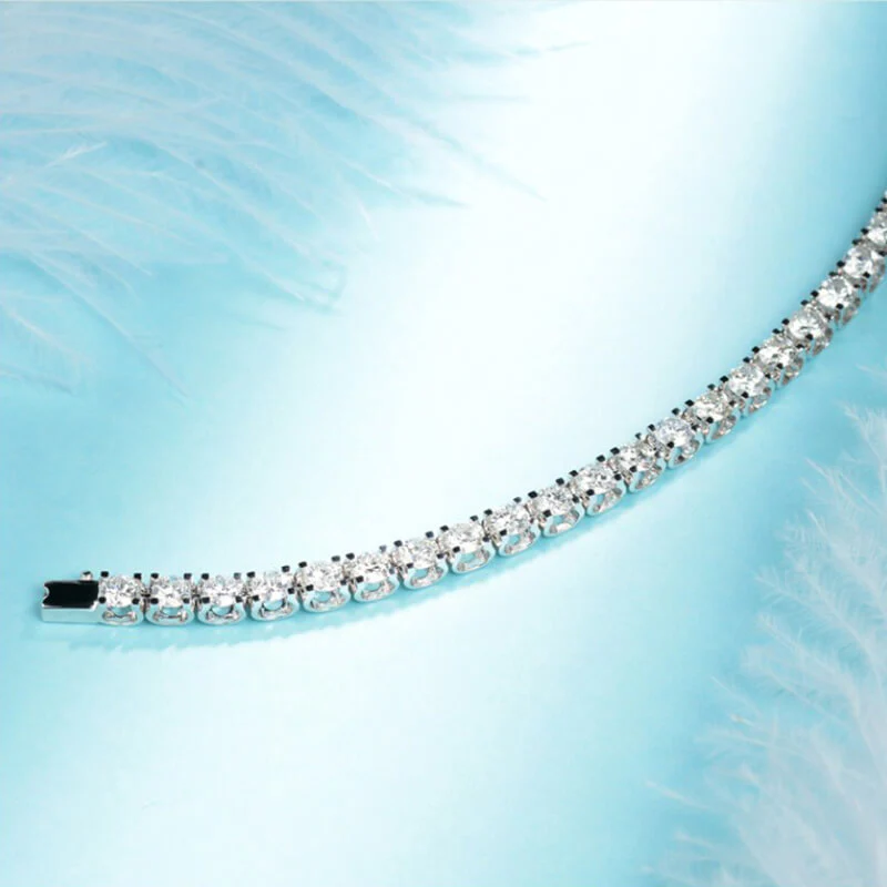 Round Moissanite Sterling Silver Bracelet - Image 4