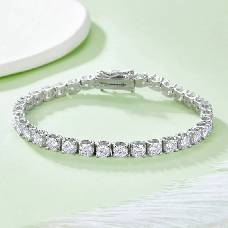Round Moissanite Sterling Silver Bracelet - Image 5