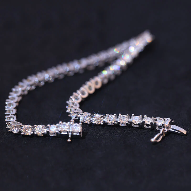 Round Moissanite Sterling Silver Bracelet - Image 6