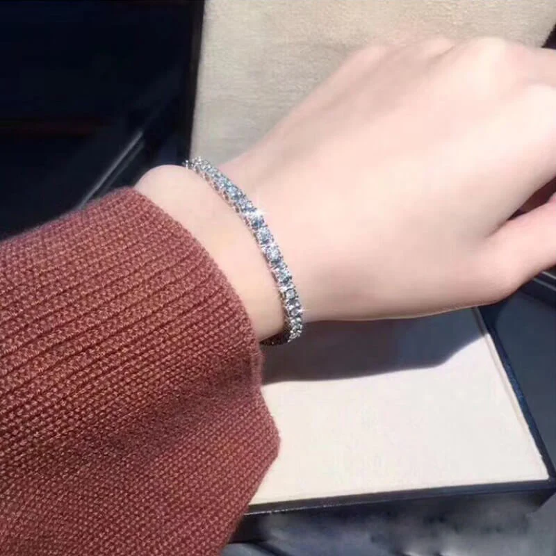 Round Moissanite Sterling Silver Bracelet - Image 7