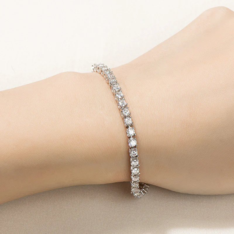 Round Moissanite Sterling Silver Bracelet - Image 8