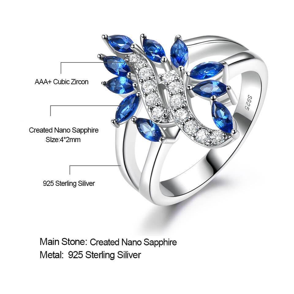 Sapphire Cocktail Flower Sterling Silver Ring - Image 7
