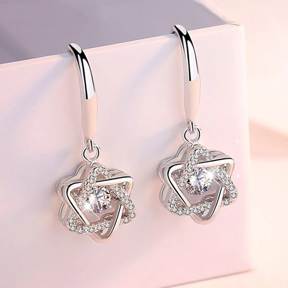 Round Moissanite Six Pointed Star Sterling Silver Earrings - Image 4
