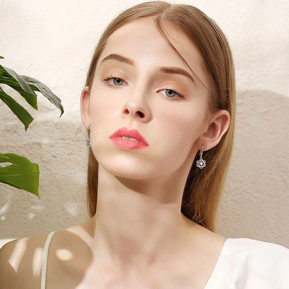 Round Moissanite Six Pointed Star Sterling Silver Earrings - Image 5