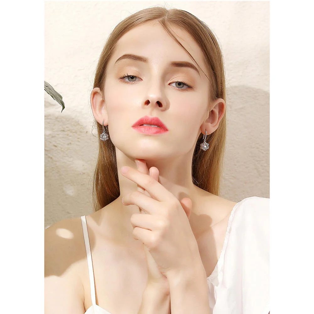 Round Moissanite Six Pointed Star Sterling Silver Earrings - Image 6