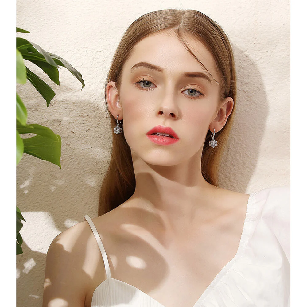 Round Moissanite Six Pointed Star Sterling Silver Earrings - Image 7